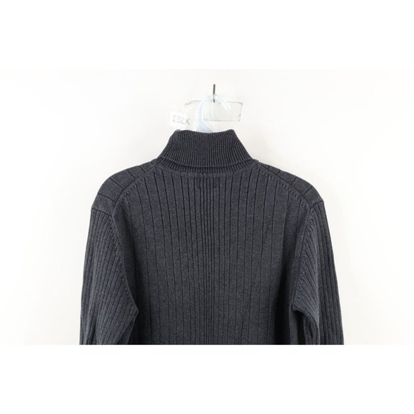 Vtg 90s Calvin Klein Womens Medium Faded Striped Ribbed Knit Turtleneck Sweater - Picture 6 of 7